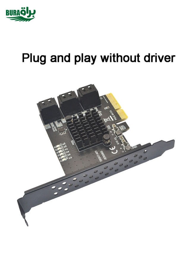 BURAQ PCIE 1X To 10 Port  SATA 3.0 Adapter Expansion Card ASMedia ASM1166 Converter  - Image 3