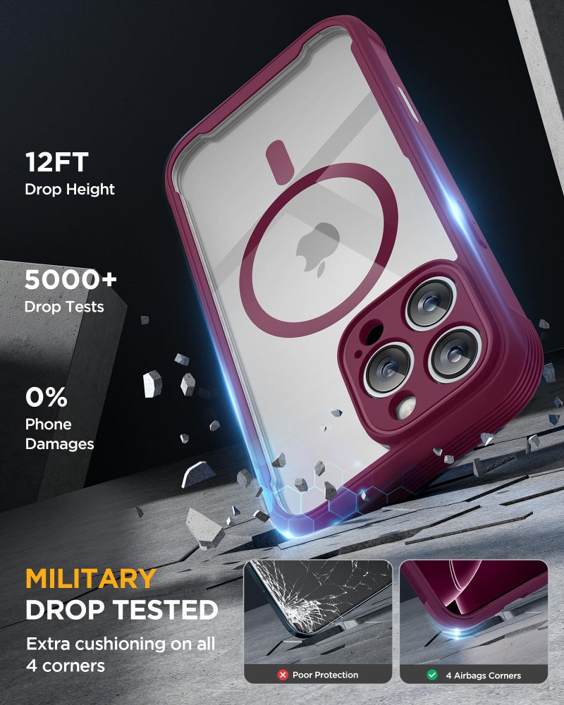 Miracase for iPhone 16 Pro Max Case 6.9'', [Bubble Free] Full-Body Bumper Phone case with Built-in Full Glass Screen &Lens Protector,Compatible with MagSafe,Drop Proof 16 Pro Max Cover,Plum - Image 5