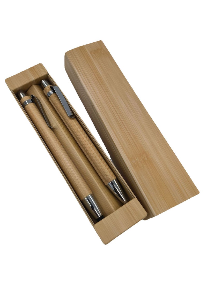Joybos Ballpoint Pen Vintage Luxury Bamboo Ballpoint Pen Set,1mm Ballpoint Pen and Stylus Pen Fashionable Gift Box For Students, Teachers, Schools, and Offices - Image 1