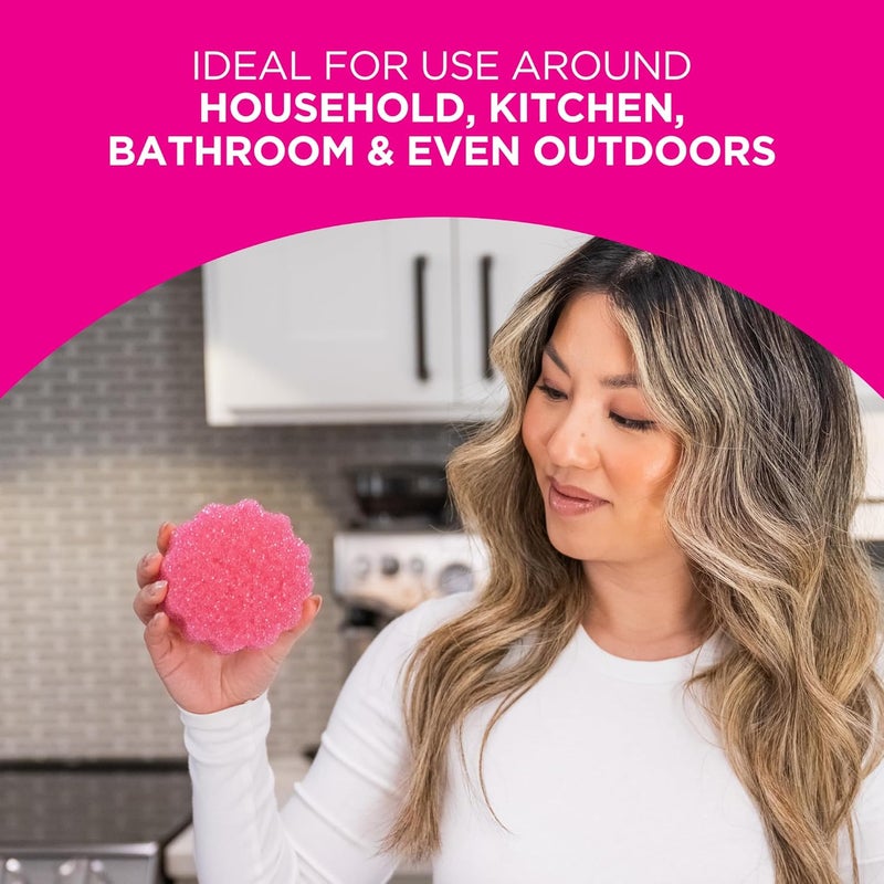 Stardrops – The Pink Stuff – SQeeZY Miracle Scrubber Sponge, Scratch Free Solution for Ultimate Home Cleaning - Perfect for Kitchens, Bathrooms, and Outdoor Use, 3-Pack - Image 4