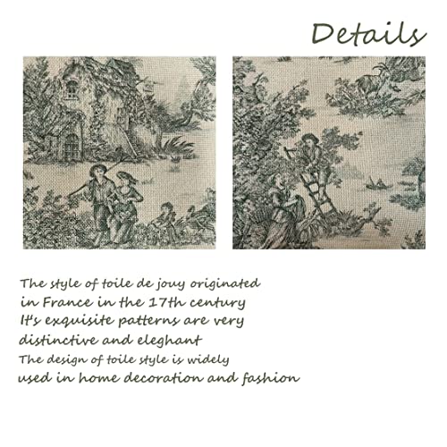 CALHogar Toile Pillow Covers,French Country Decor,Vintage Throw Pillows,Spring Pillow Cover,Green Pillow Cover,Linen Pillow Covers,Vintage French Jouy Pillow case - Image 2