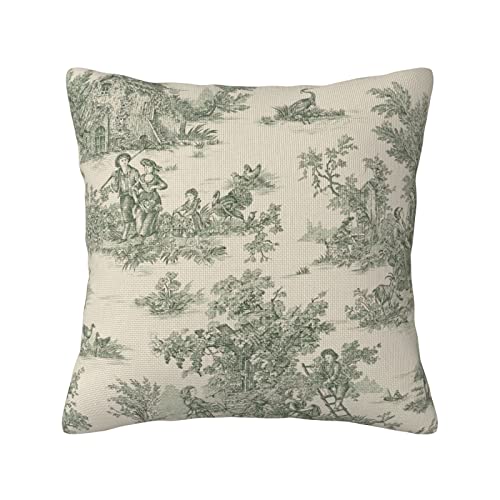CALHogar Toile Pillow Covers,French Country Decor,Vintage Throw Pillows,Spring Pillow Cover,Green Pillow Cover,Linen Pillow Covers,Vintage French Jouy Pillow case - Image 5