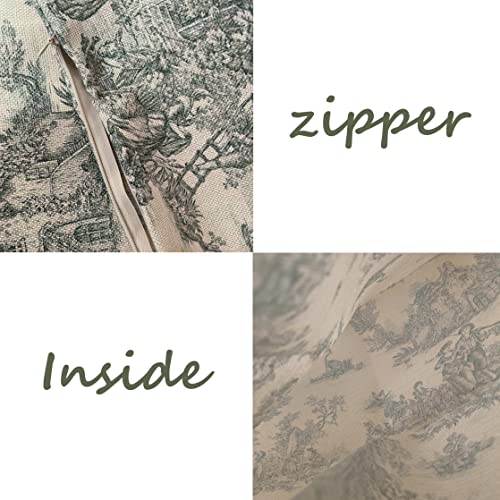 CALHogar Toile Pillow Covers,French Country Decor,Vintage Throw Pillows,Spring Pillow Cover,Green Pillow Cover,Linen Pillow Covers,Vintage French Jouy Pillow case - Image 4