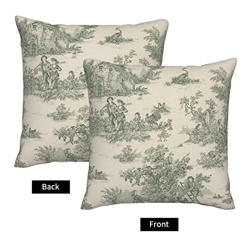 CALHogar Toile Pillow Covers,French Country Decor,Vintage Throw Pillows,Spring Pillow Cover,Green Pillow Cover,Linen Pillow Covers,Vintage French Jouy Pillow case - Image 3