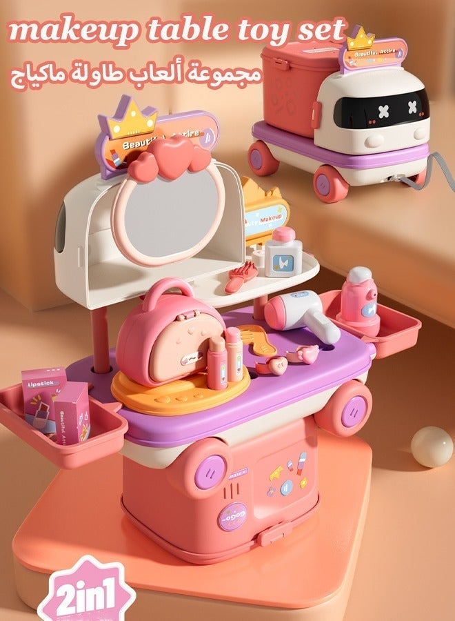MIXDE Toddler Vanity Makeup Table Toy, girl makeup playsets, kids beauty playsets, kids makeup toys, toddler dress up table toys for 3+ year old girls, kids cosplay playsets, birthday gifts for kids - Image 1