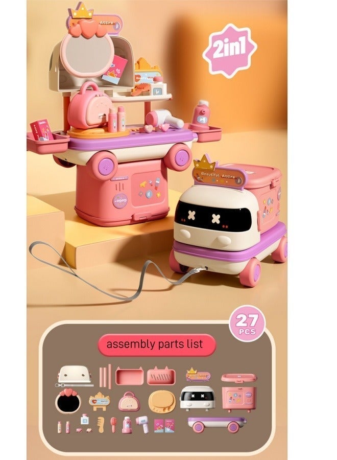 MIXDE Toddler Vanity Makeup Table Toy, girl makeup playsets, kids beauty playsets, kids makeup toys, toddler dress up table toys for 3+ year old girls, kids cosplay playsets, birthday gifts for kids - Image 3