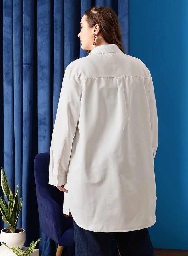 STREET 9 Women White Classic Oversized Shirt - Image 4