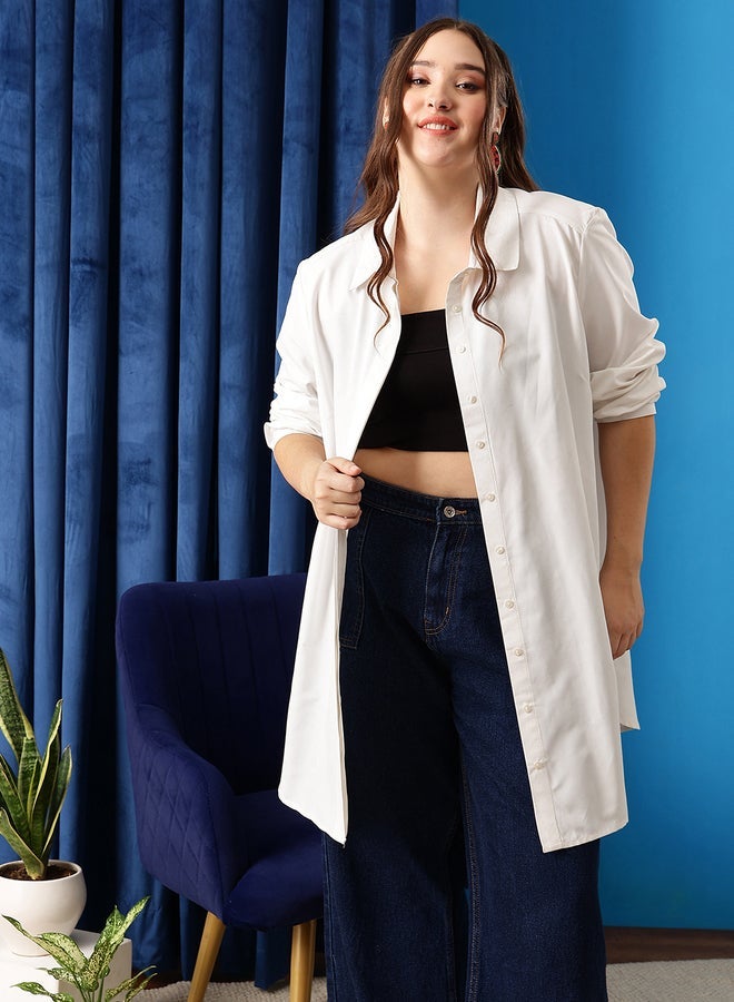 STREET 9 Women White Classic Oversized Shirt - Image 1