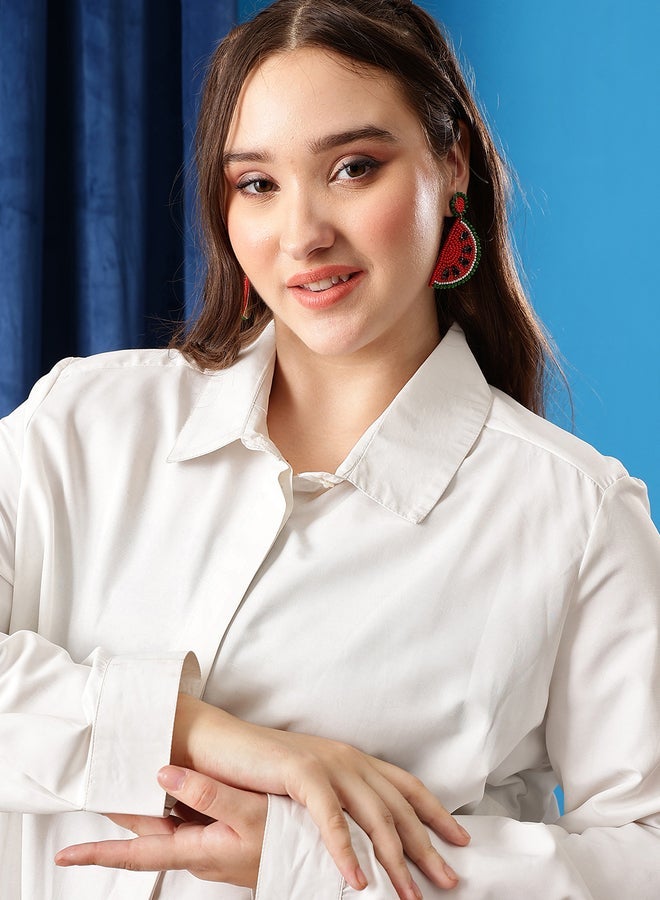 STREET 9 Women White Classic Oversized Shirt - Image 5