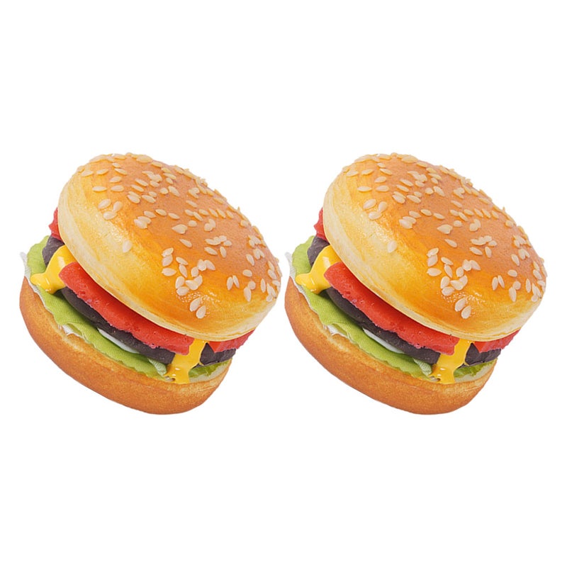 2Pcs Simulation Burger Model Fake Burger Decoration Bakery Food Photography Prop - Image 1