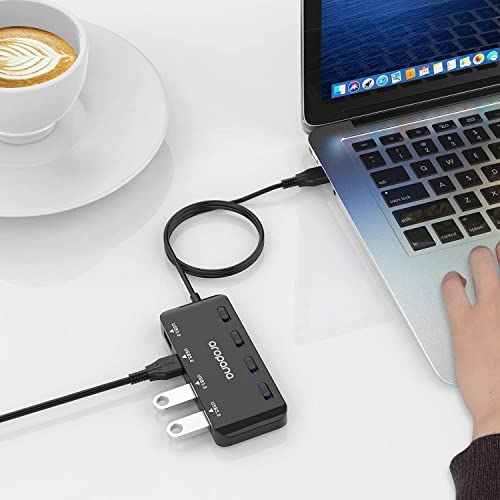 AROPANA USB 3.1 Gen 1 /USB 3.0 High Speed 5Gbps Hub for Laptop 4 Port Portable Adapter with Individual Power ON/Off Switch and Individual Blue LED Indicators (with 2ft /60cm Long Cable) - Image 3