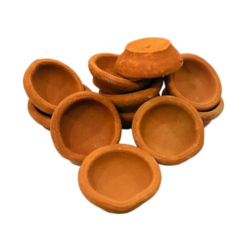 SHOPMEFAST Terracotta Earthen Clay Small Decorative Diwali Diya, Puja Lamp for Home Decoration (Brown) (Size : 5 Cmx 4.5 Cmx 2 Cm) (Pack of 51) - Image 1
