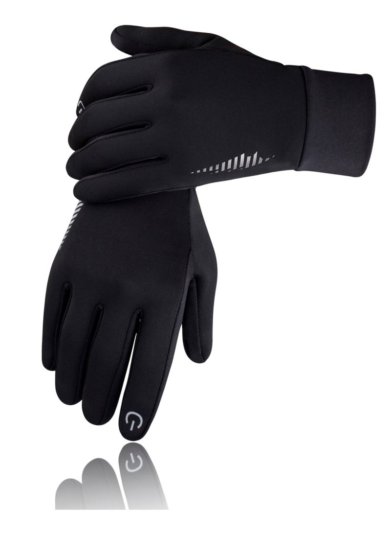 VIUAUAX قفازات شتوية، قفازات للجري، قفازات مقاومة للماء تعمل باللمس، قفازات حرارية للجري للرجال والنساء، قفازات دافئة للطقس البارد، قفازات عمل في الفريزر، مناسبة للجري والقيادة وركوب الدراجات والعمل والمشي لمسافات طويلة، قفازات قيادة الدراجات والمشي لمسافات طويلة مقاومة للرياح، هدايا دافئة للرجال والنساء باللون الأسود - Image 1