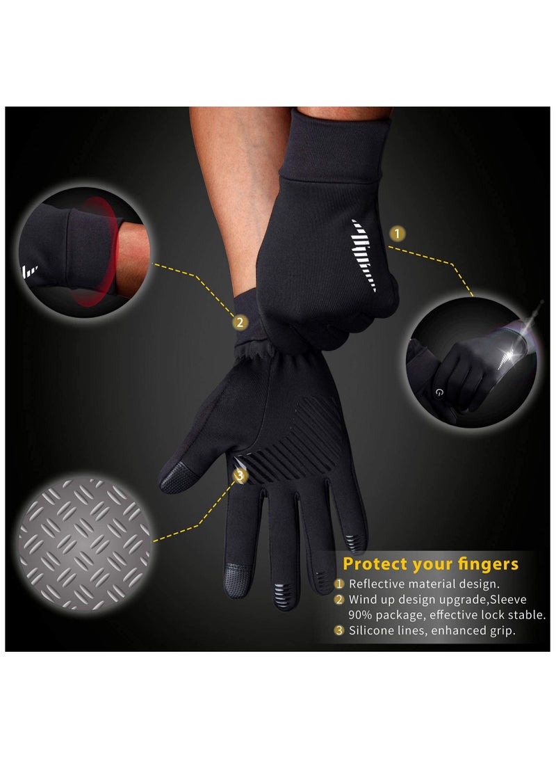 VIUAUAX قفازات شتوية، قفازات للجري، قفازات مقاومة للماء تعمل باللمس، قفازات حرارية للجري للرجال والنساء، قفازات دافئة للطقس البارد، قفازات عمل في الفريزر، مناسبة للجري والقيادة وركوب الدراجات والعمل والمشي لمسافات طويلة، قفازات قيادة الدراجات والمشي لمسافات طويلة مقاومة للرياح، هدايا دافئة للرجال والنساء باللون الأسود - Image 2