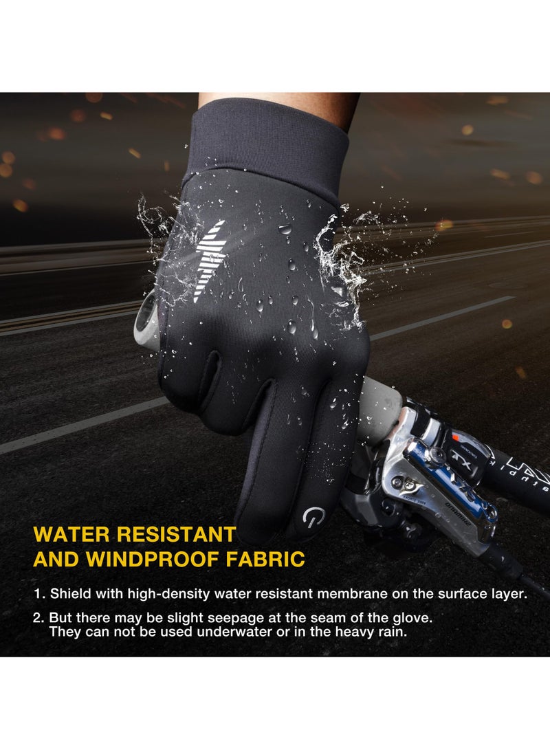 VIUAUAX قفازات شتوية، قفازات للجري، قفازات مقاومة للماء تعمل باللمس، قفازات حرارية للجري للرجال والنساء، قفازات دافئة للطقس البارد، قفازات عمل في الفريزر، مناسبة للجري والقيادة وركوب الدراجات والعمل والمشي لمسافات طويلة، قفازات قيادة الدراجات والمشي لمسافات طويلة مقاومة للرياح، هدايا دافئة للرجال والنساء باللون الأسود - Image 4
