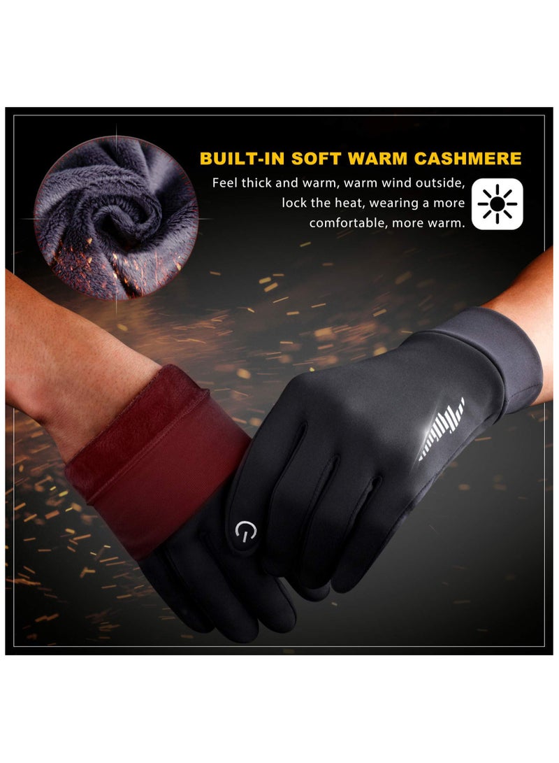 VIUAUAX قفازات شتوية، قفازات للجري، قفازات مقاومة للماء تعمل باللمس، قفازات حرارية للجري للرجال والنساء، قفازات دافئة للطقس البارد، قفازات عمل في الفريزر، مناسبة للجري والقيادة وركوب الدراجات والعمل والمشي لمسافات طويلة، قفازات قيادة الدراجات والمشي لمسافات طويلة مقاومة للرياح، هدايا دافئة للرجال والنساء باللون الأسود - Image 5