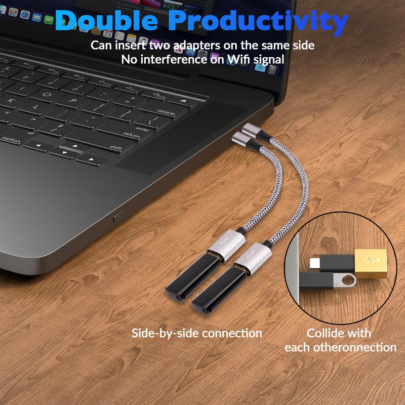 Togconn USB to Micro USB Adapter 2 Pack, Unidirectional Micro USB Male to USB Female 2.0 OTG On-The-Go Cable Converter, Nylon Braided, Aluminum Shells for S7 LG, Flash Drive, Mouse, Keyboard, Game Controller - Image 4