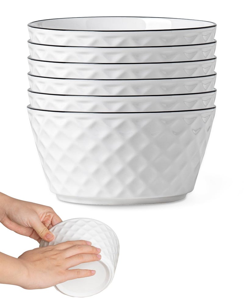 Yeacccng Ceramic Soup Bowls Set of 6, 30 Oz White Cereal Bowls, 6 inch Small Soup Bowls for Soup, Oatmeal, Salad, Pasta, Snacks, Fruits, Dishwasher & Microwave Safe, Scratch-Resistant, Lead-Free - Image 1