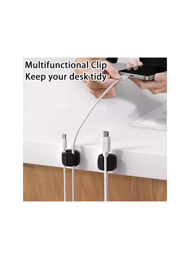 Green Tiger 6 Pack Cable Organizer Spring Cable Holder Clips, cable management for Desk Home Office Phone Car Wall Desktop Nightstand(Black) - Image 2