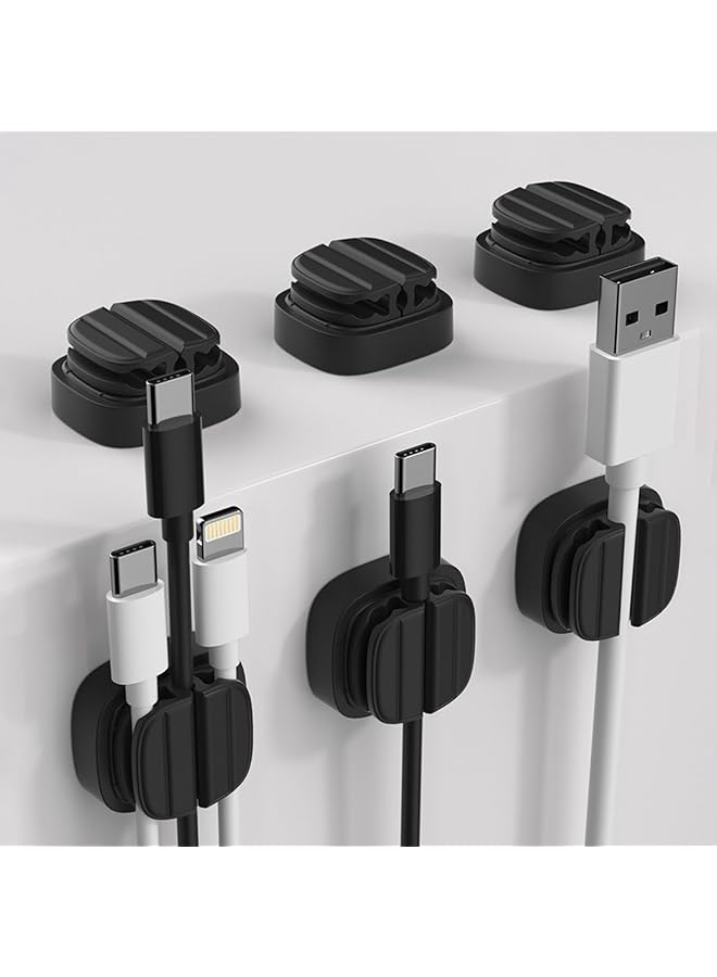 Green Tiger 6 Pack Cable Organizer Spring Cable Holder Clips, cable management for Desk Home Office Phone Car Wall Desktop Nightstand(Black) - Image 1