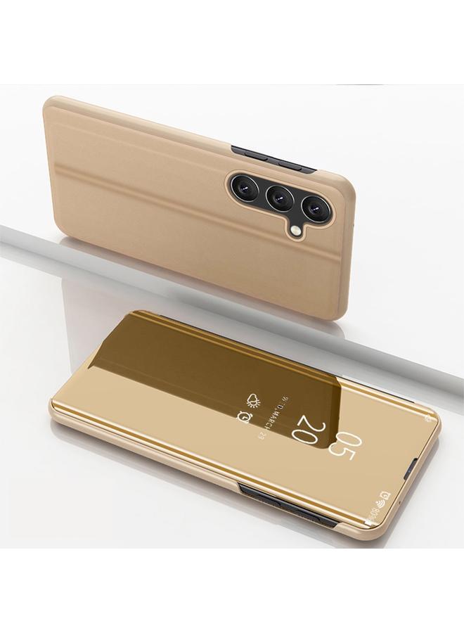 جراب جلدي قابل للطي أفقيًا مع حامل لهاتف Samsung Galaxy A56 (ذهبي)