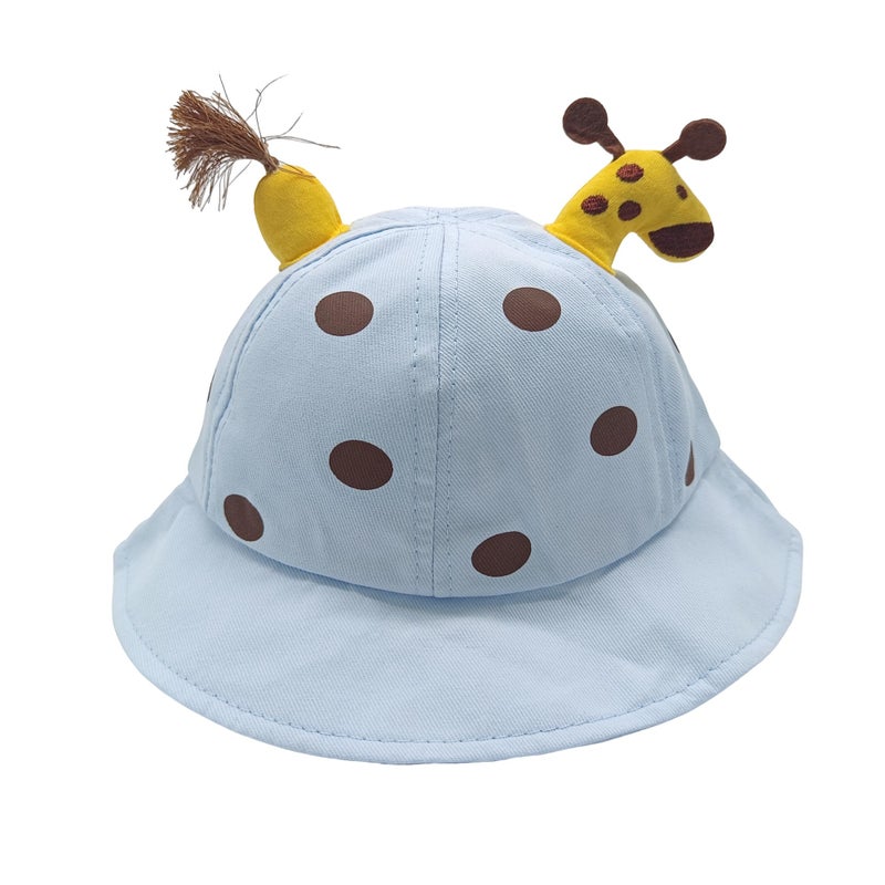 HANNEA® Baby Sun Hat for 6-24 Months - 3D Giraffe Bucket Hat with UPF Protection Breathable Cotton Toddler Sun Cap for Kids Outdoor Travel Beach Hat (Yellow Dots)