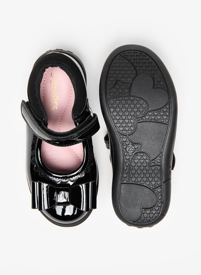 JUNIORS Bow Accent Mary Jane Shoes with Hook and Loop Closure  - Image 4