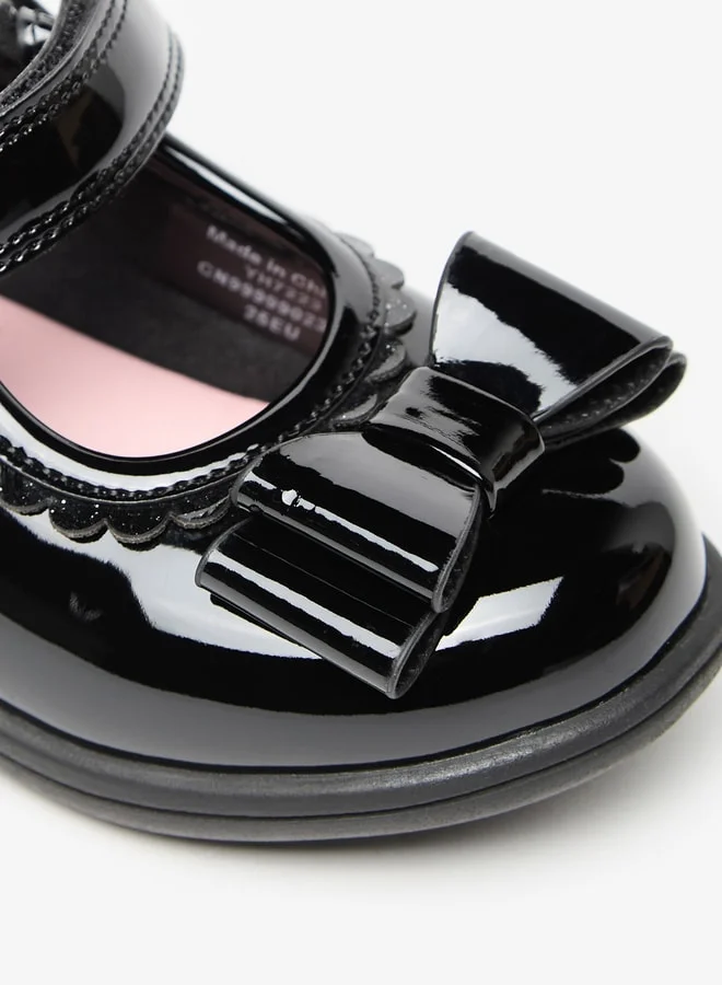 JUNIORS Bow Accent Mary Jane Shoes with Hook and Loop Closure