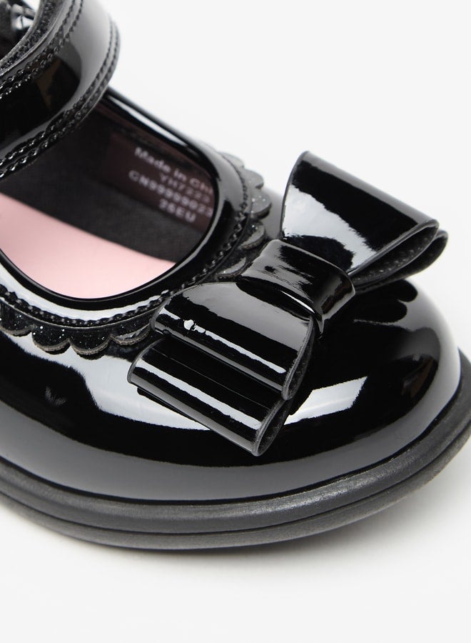 JUNIORS Bow Accent Mary Jane Shoes with Hook and Loop Closure  - Image 5