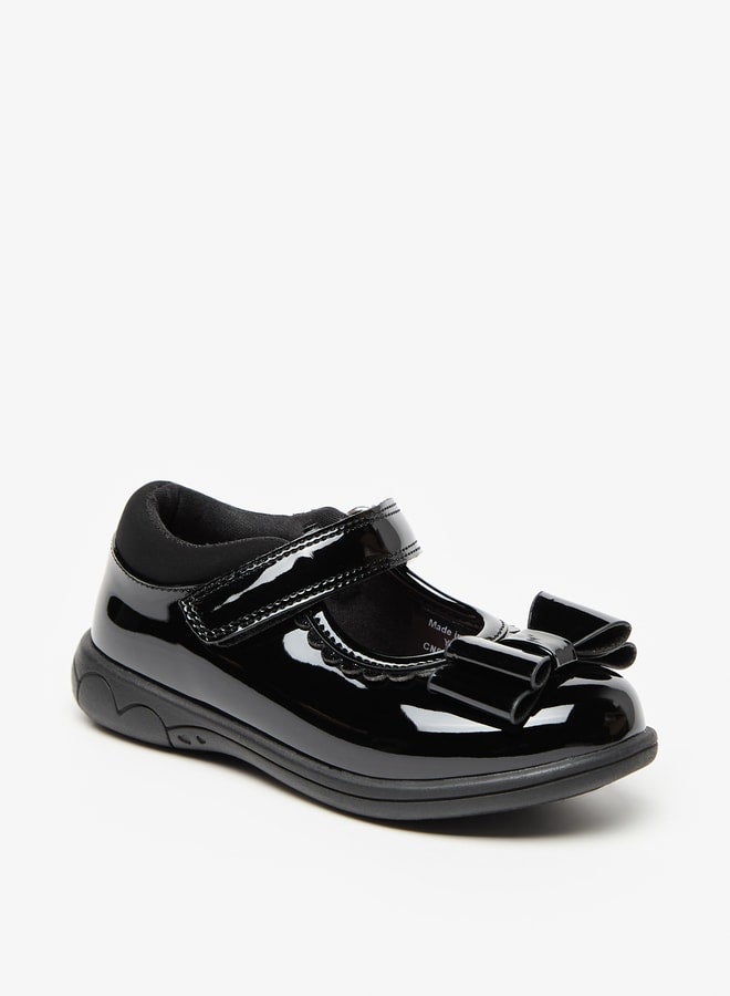 JUNIORS Bow Accent Mary Jane Shoes with Hook and Loop Closure  - Image 1