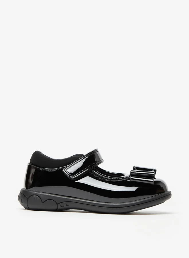 JUNIORS Bow Accent Mary Jane Shoes with Hook and Loop Closure