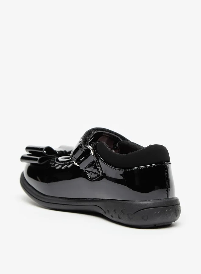 جونيورز Bow Accent Mary Jane Shoes with Hook and Loop Closure