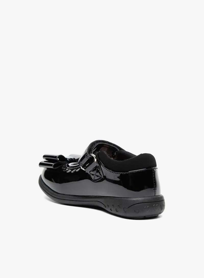 JUNIORS Bow Accent Mary Jane Shoes with Hook and Loop Closure