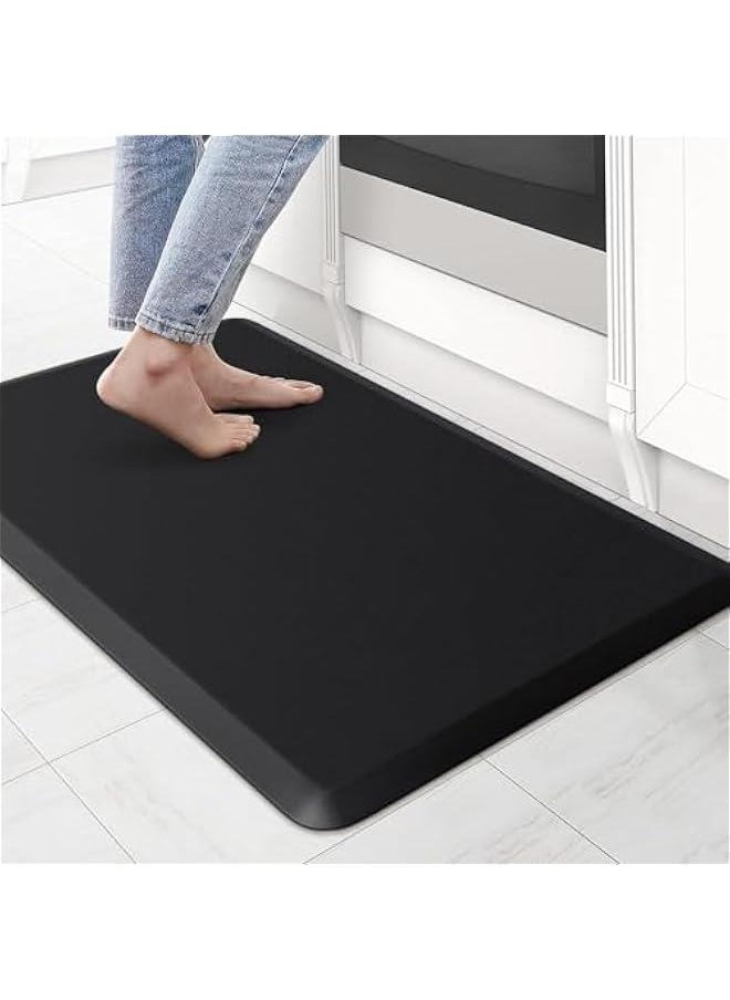 HOOKOR Thick Kitchen Mats for Floor, Kitchen Rug for Standing Desk, Non-Slip, Thicker, Stain Resistant, Waterproof, Comfort Anti Fatigue Floor Mat for Home, Kitchen, Office (Black, 50 * 80CM)  - Image 1