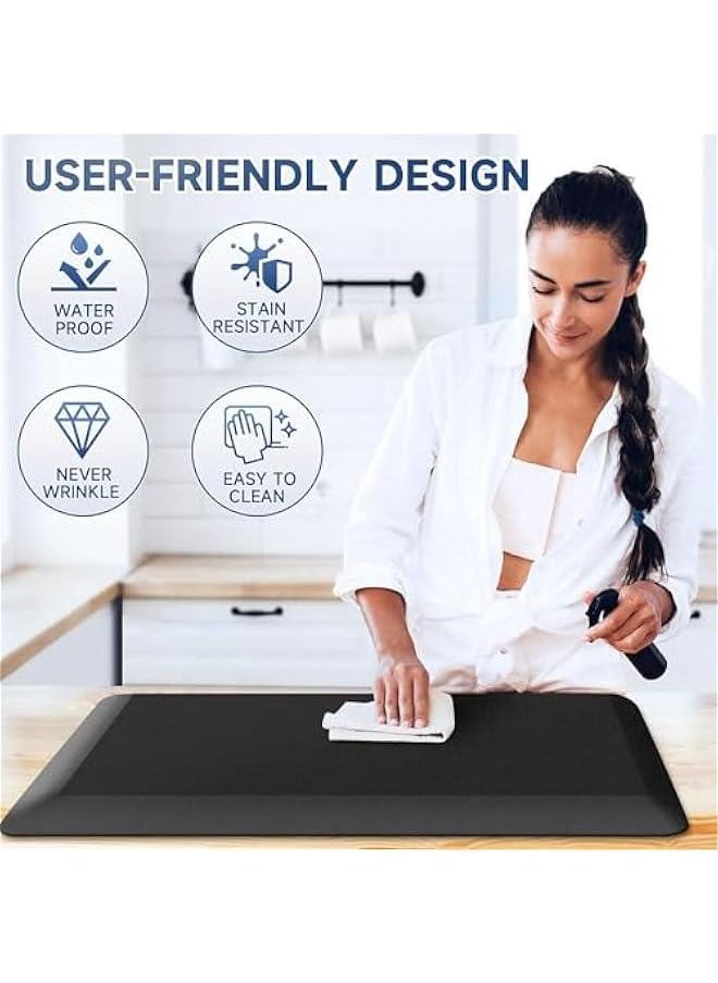 HOOKOR Thick Kitchen Mats for Floor, Kitchen Rug for Standing Desk, Non-Slip, Thicker, Stain Resistant, Waterproof, Comfort Anti Fatigue Floor Mat for Home, Kitchen, Office (Black, 50 * 80CM)  - Image 4
