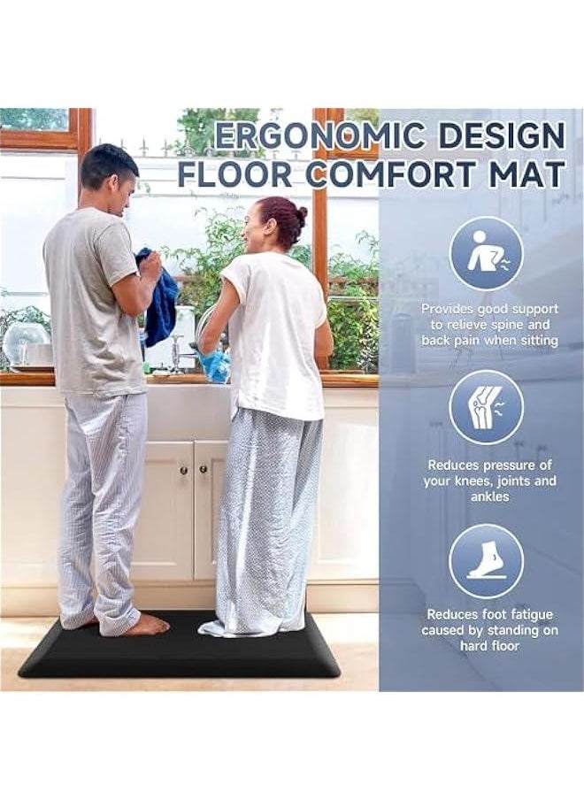 HOOKOR Thick Kitchen Mats for Floor, Kitchen Rug for Standing Desk, Non-Slip, Thicker, Stain Resistant, Waterproof, Comfort Anti Fatigue Floor Mat for Home, Kitchen, Office (Black, 50 * 80CM)  - Image 5