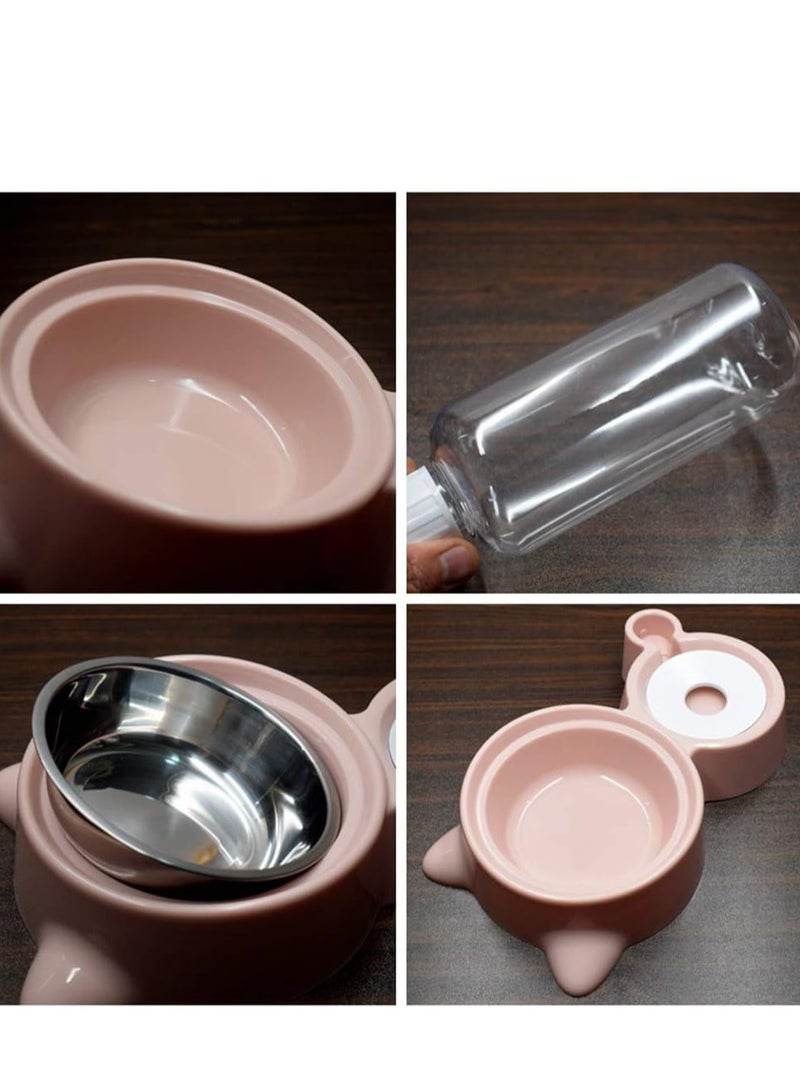 أوعية طعام الحيوانات الأليفة وتغذية المياه مع زجاجة مياه أوتوماتيكية مع وعاء غير قابل للصدأ - Image 4