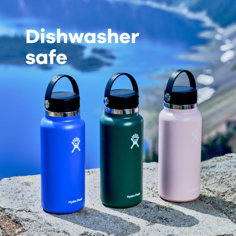 Hydro Flask Water Bottle - Insulated Stainless Steel - Wide Mouth Flex Lid, Non Spill, Leakproof and Refillable in 32 Oz White - Image 5