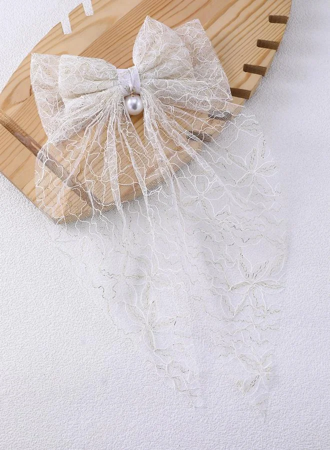Take Two White Lace Bow Hair Clip
