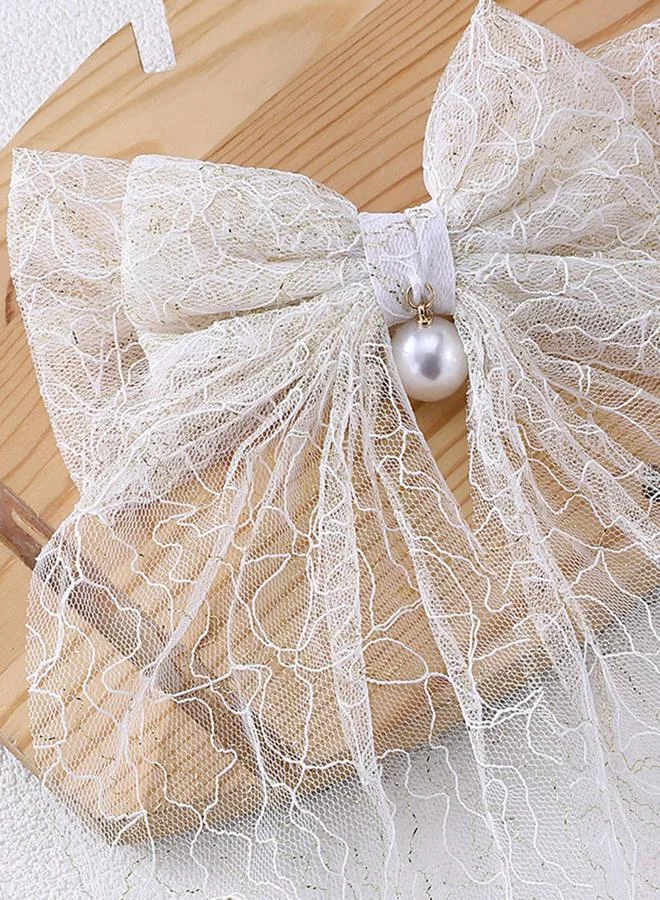 Take Two White Lace Bow Hair Clip