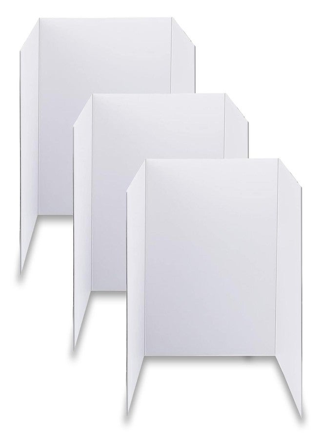 LonlyEagle 3 pcs Small White Tri-Fold Display Boards, 21 x 14 Inches Corrugated Trifold Poster Boards for School Projects, Science Fairs, Business Presentations and Exhibitions - Image 1