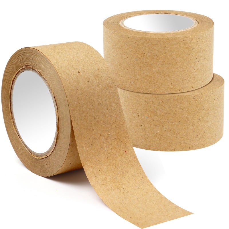 SBYURE 3 Pack Brown Paper Tape,Water Activated Tape Reinforced Packing Tape Kraft Tape with Strong Adhesive Paper Packing Tape for Packaging and Shipping - 36mm x 89yd - Image 1