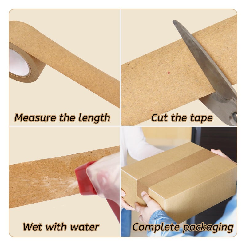 SBYURE 3 Pack Brown Paper Tape,Water Activated Tape Reinforced Packing Tape Kraft Tape with Strong Adhesive Paper Packing Tape for Packaging and Shipping - 36mm x 89yd - Image 3