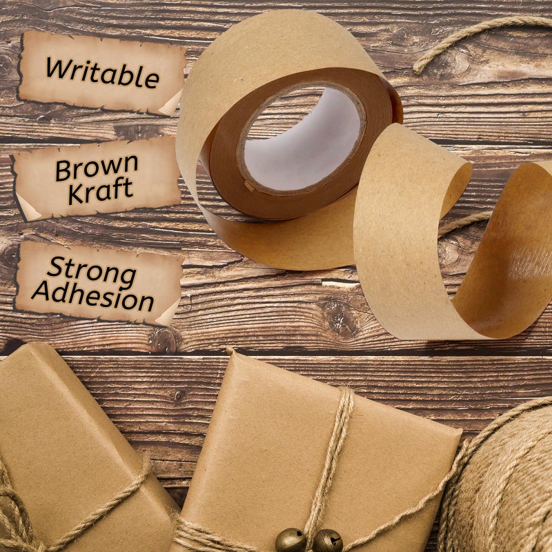 SBYURE 3 Pack Brown Paper Tape,Water Activated Tape Reinforced Packing Tape Kraft Tape with Strong Adhesive Paper Packing Tape for Packaging and Shipping - 36mm x 89yd - Image 4