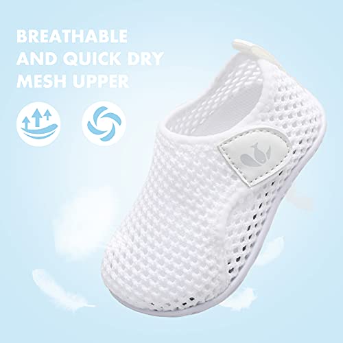 JOINFREE Baby Boys Girls Barefoot Swim Water Shoes Walking Sneakers for Beach Swim Pool Mesh White 18-24 Months Infant - Image 3