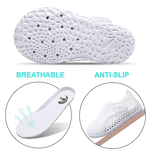 JOINFREE Baby Boys Girls Barefoot Swim Water Shoes Walking Sneakers for Beach Swim Pool Mesh White 18-24 Months Infant - Image 4