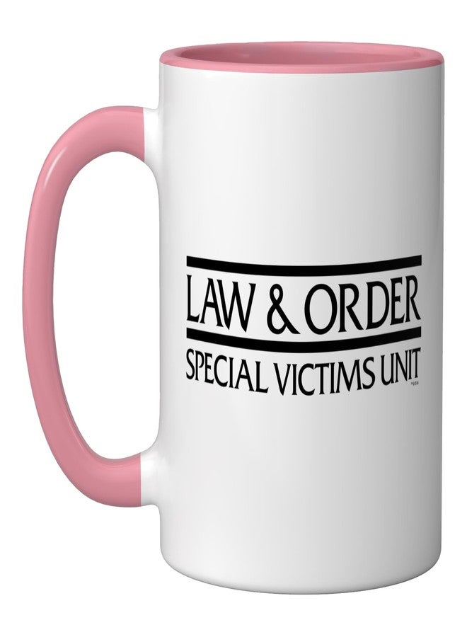 NBC Law & Order: SVU Logo Ceramic Mug, Pink/White - Image 1