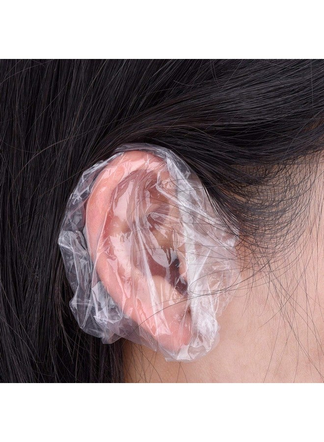 Outus 100 Pack Clear Disposable Ear Protectors Waterproof Ear Covers for Hair Dye, Shower, Bathing - Image 1