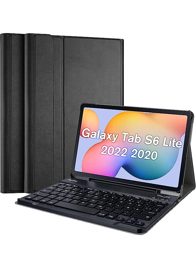 Raxoom Keyboard Case For Galaxy Tab S6 Lite 10.4 Inch 2022 2020, Slim Lightweight Smart Cover With Wireless Keyboard For Galaxy Tab S6 Lite 10.4" Sm-P613 P619 P610 P615 –Black - Image 1