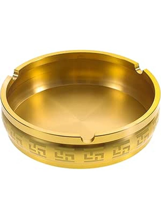 Classic Pattern Solid Brass Ashtray Retro Cigarette Ash Holder Home Office Decor - Image 1
